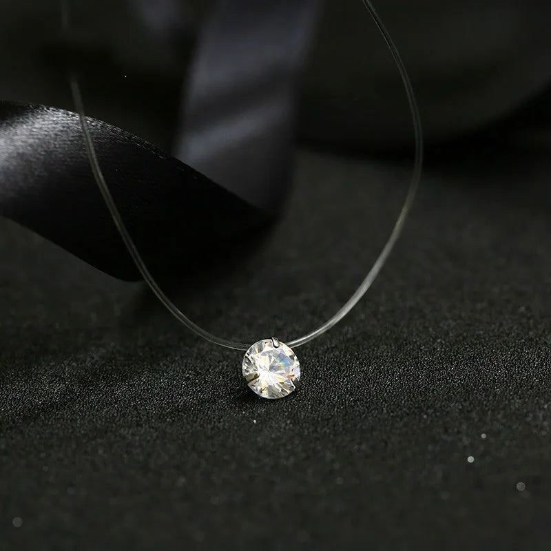 Minimalist Invisible Crystal Choker Necklace