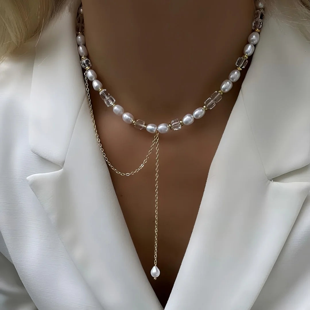 French Vintage Crystal Tassel Necklace