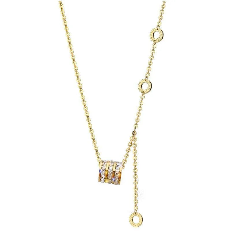 Cylinder Lucky Crystal Pendant Necklace⁠