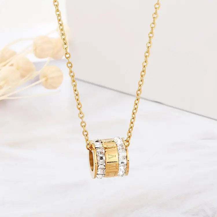Cylinder Lucky Crystal Pendant Necklace⁠
