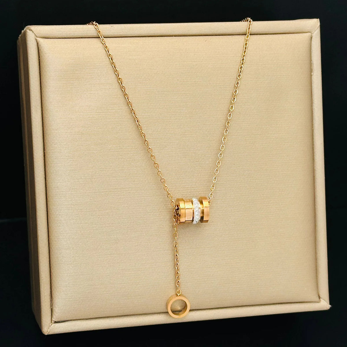 Cylinder Lucky Crystal Pendant Necklace⁠