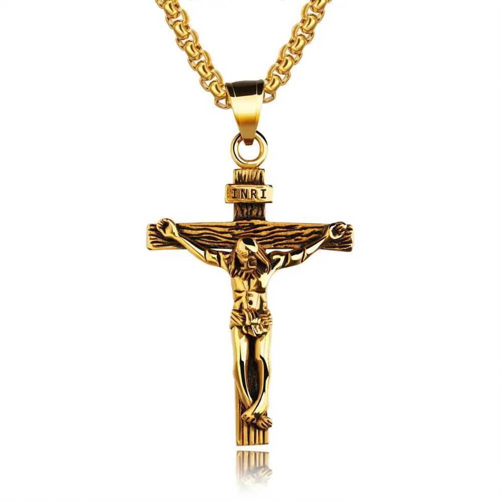 18K Gold Plated Vintage Cross Necklace⁠