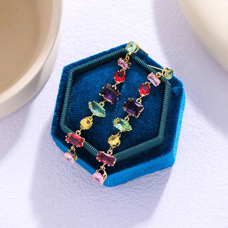 Brand 18K Gold Plated New Luxury Colourful Crystal Zircon Necklace For Women Fashion Party Jewelry Accessories Ladies Jewellery