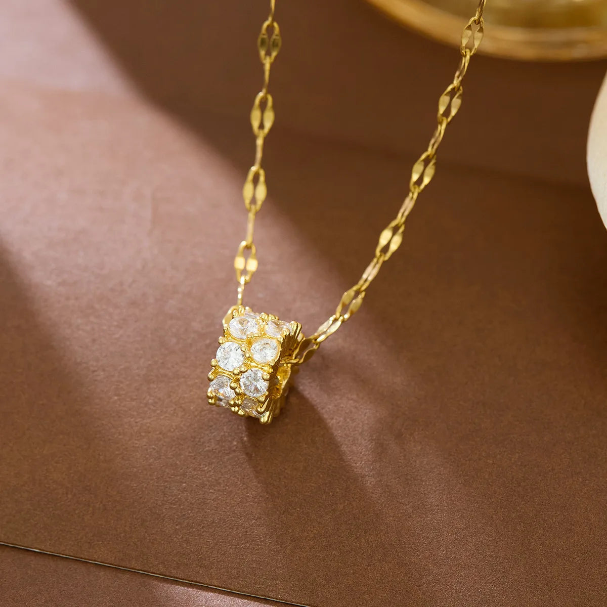 Cylinder Lucky Crystal Pendant Necklace⁠