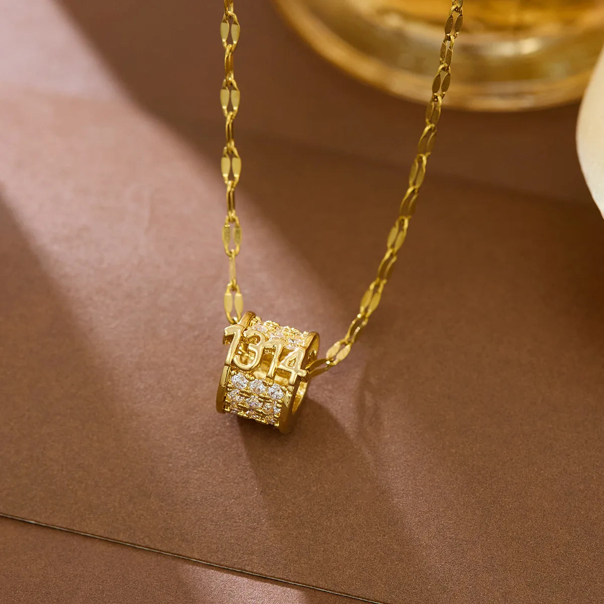 Cylinder Lucky Crystal Pendant Necklace⁠