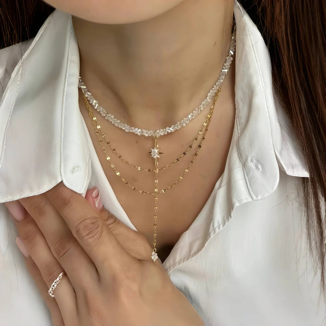 French Vintage Crystal Tassel Necklace