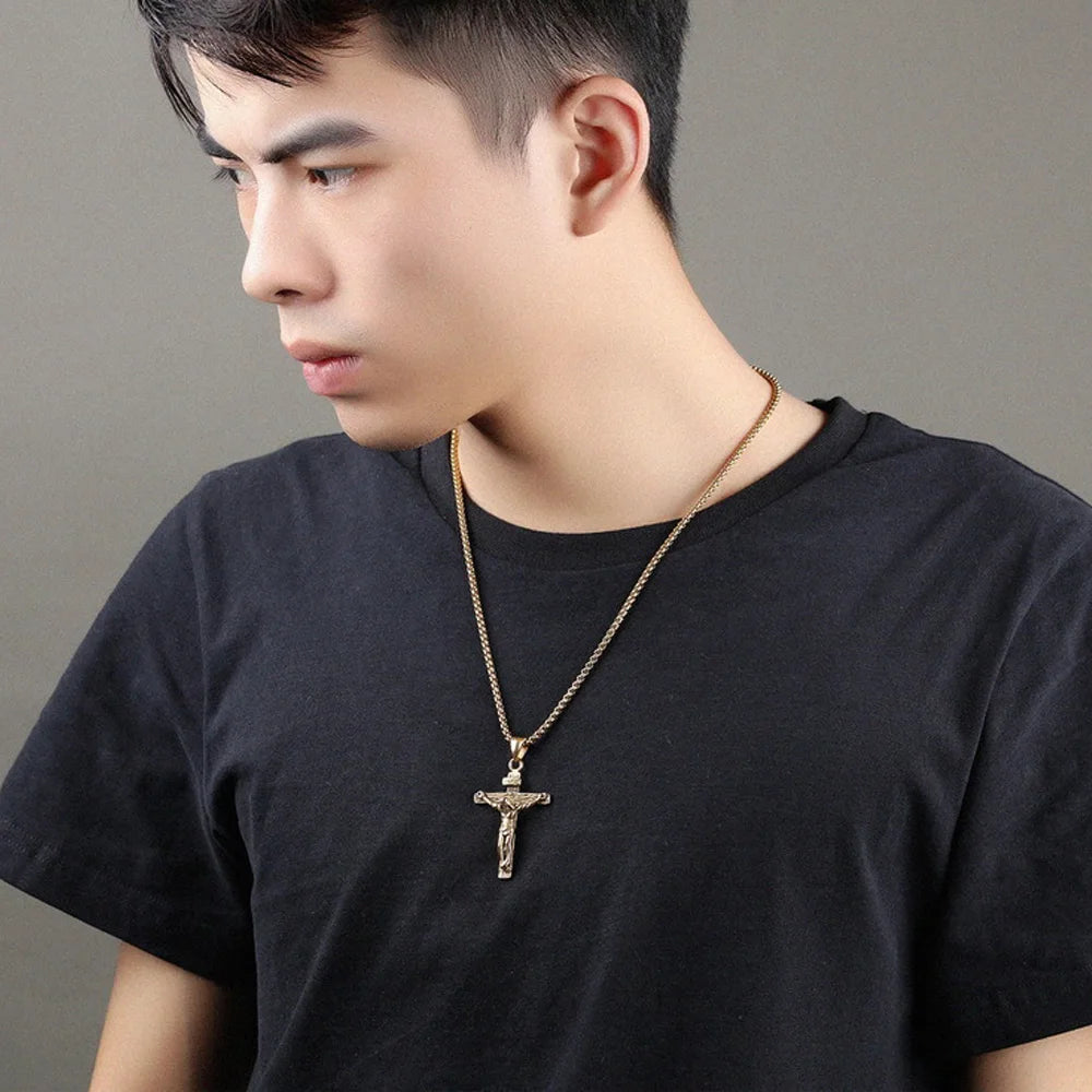 18K Gold Plated Vintage Cross Necklace⁠