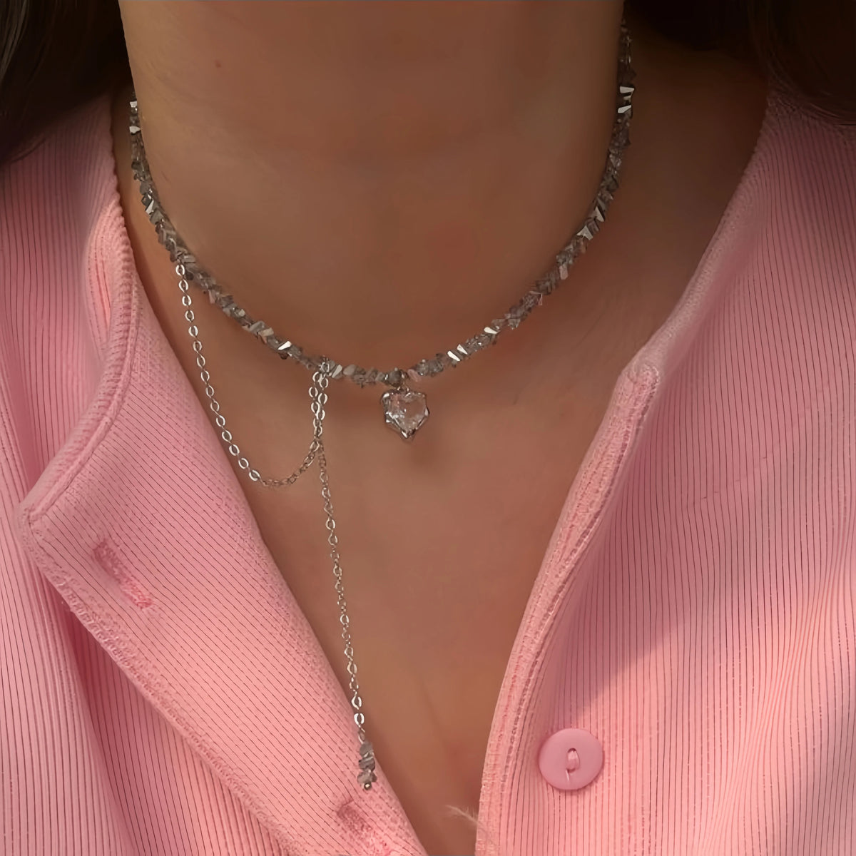 French Vintage Crystal Tassel Necklace