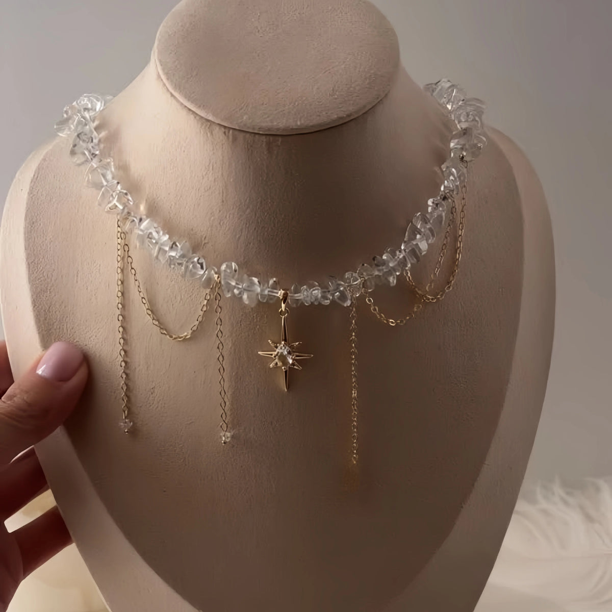 French Vintage Crystal Tassel Necklace