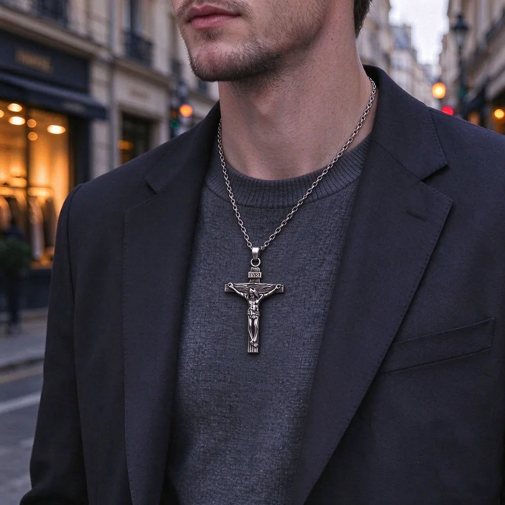 18K Gold Plated Vintage Cross Necklace⁠