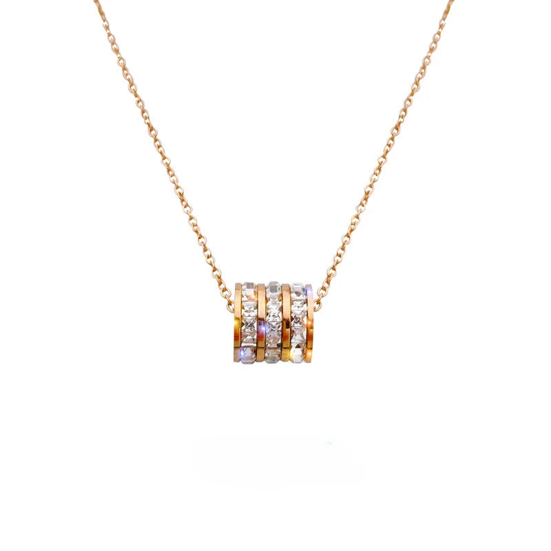 Cylinder Lucky Crystal Pendant Necklace⁠