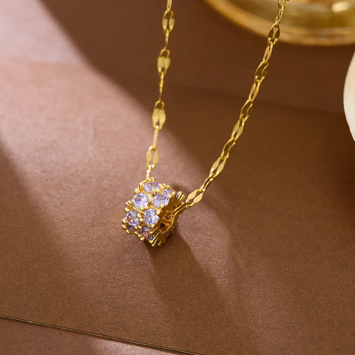 Cylinder Lucky Crystal Pendant Necklace⁠