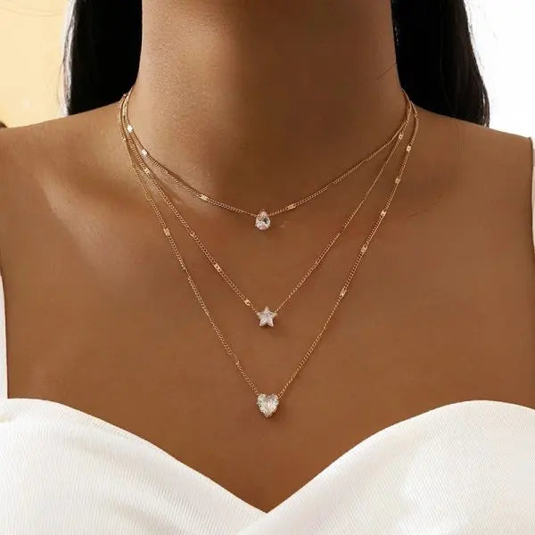French Vintage Crystal Pendant Necklace⁠