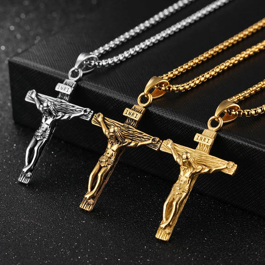 18K Gold Plated Vintage Cross Necklace⁠