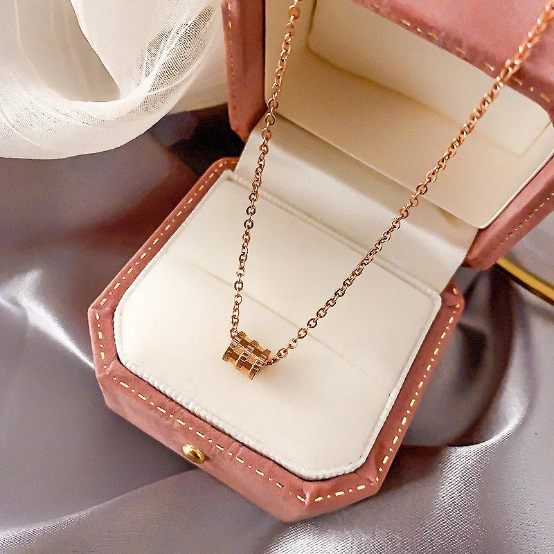 Cylinder Lucky Crystal Pendant Necklace⁠