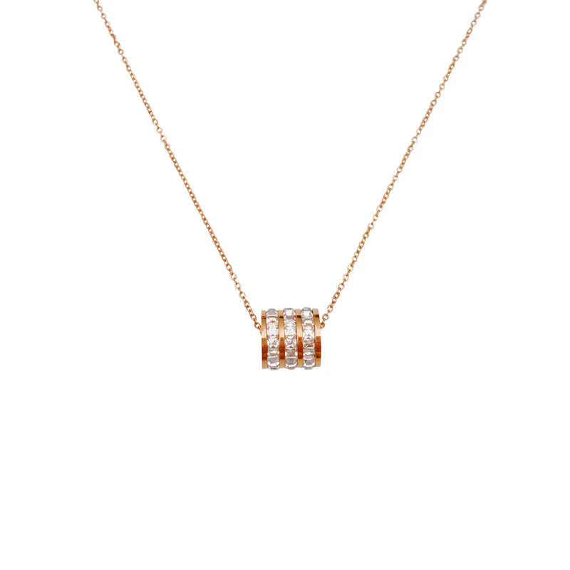 Cylinder Lucky Crystal Pendant Necklace⁠