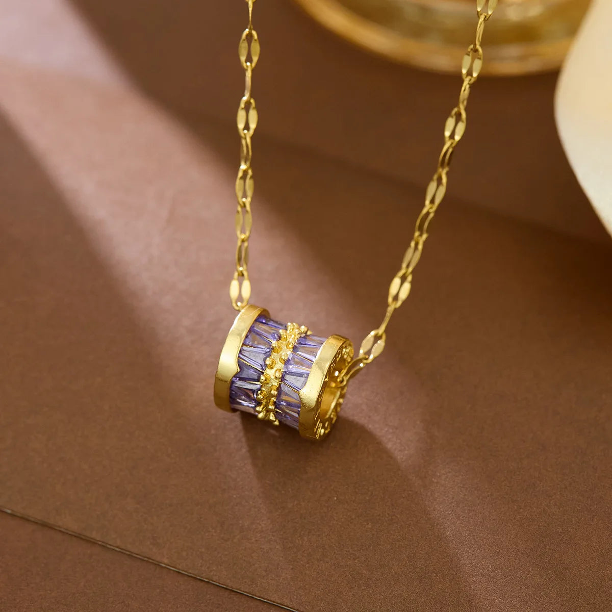 Cylinder Lucky Crystal Pendant Necklace⁠