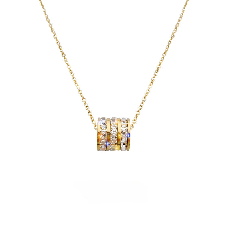 Cylinder Lucky Crystal Pendant Necklace⁠