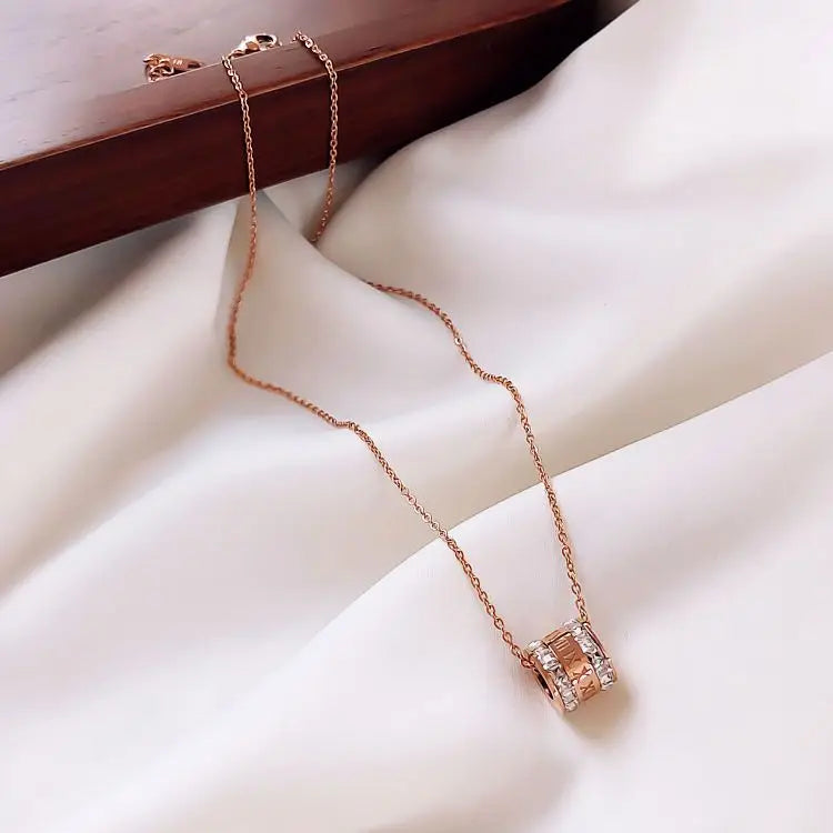 Cylinder Lucky Crystal Pendant Necklace⁠