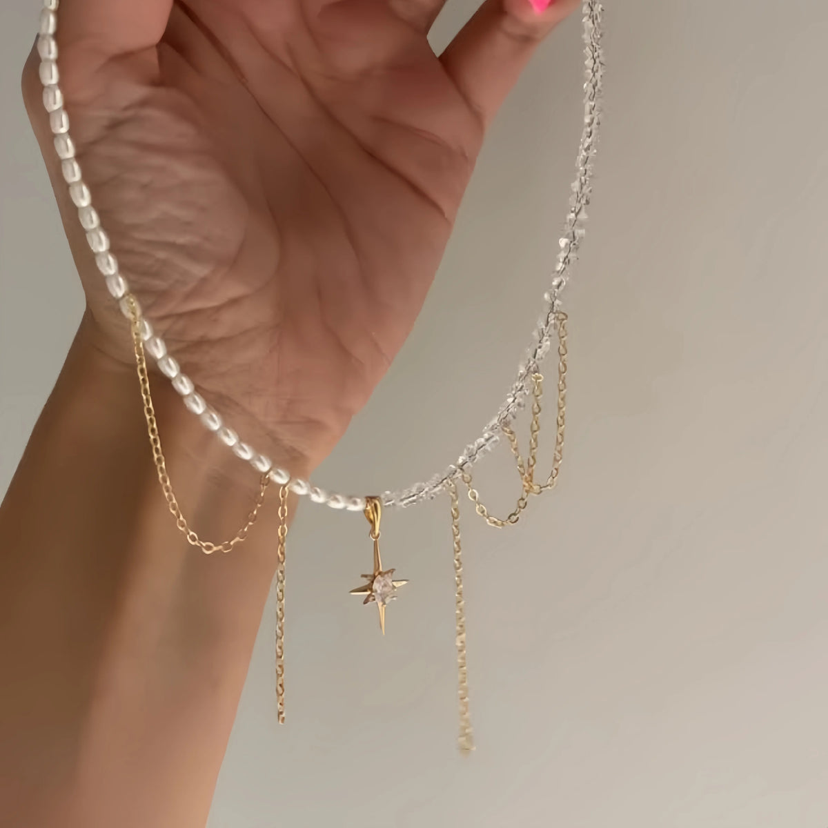 French Vintage Crystal Tassel Necklace