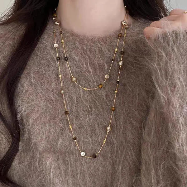 French Vintage Crystal Pendant Necklace⁠