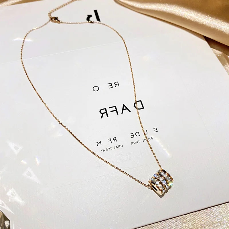 Cylinder Lucky Crystal Pendant Necklace⁠