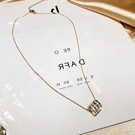 Cylinder Lucky Crystal Pendant Necklace⁠