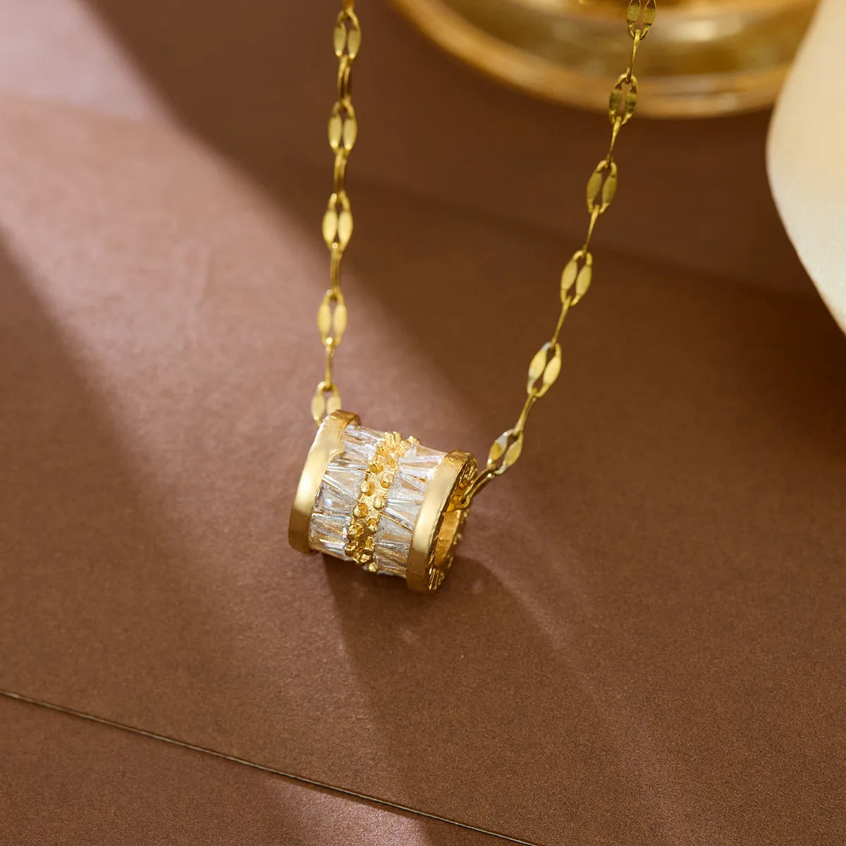 Cylinder Lucky Crystal Pendant Necklace⁠