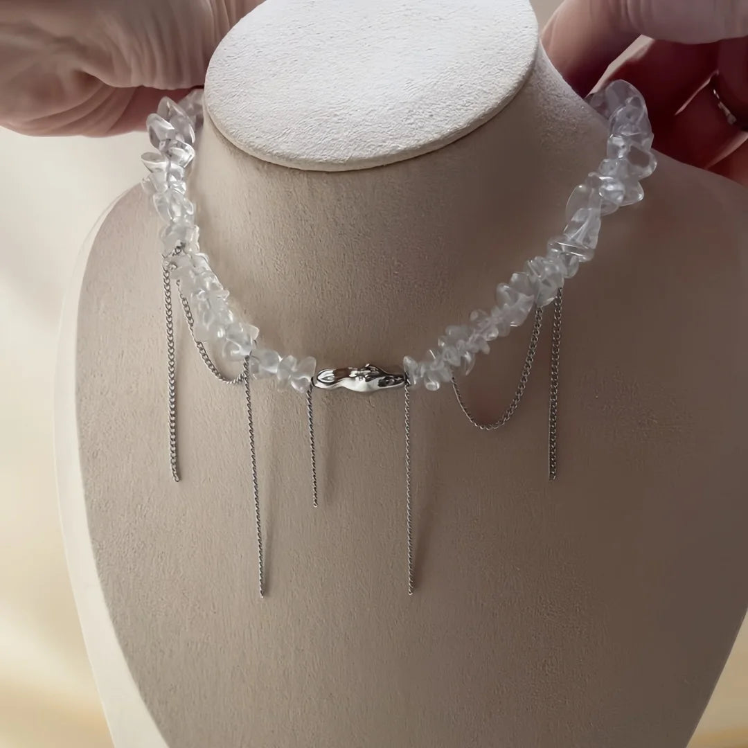 French Vintage Crystal Tassel Necklace