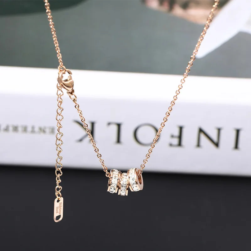 Cylinder Lucky Crystal Pendant Necklace⁠