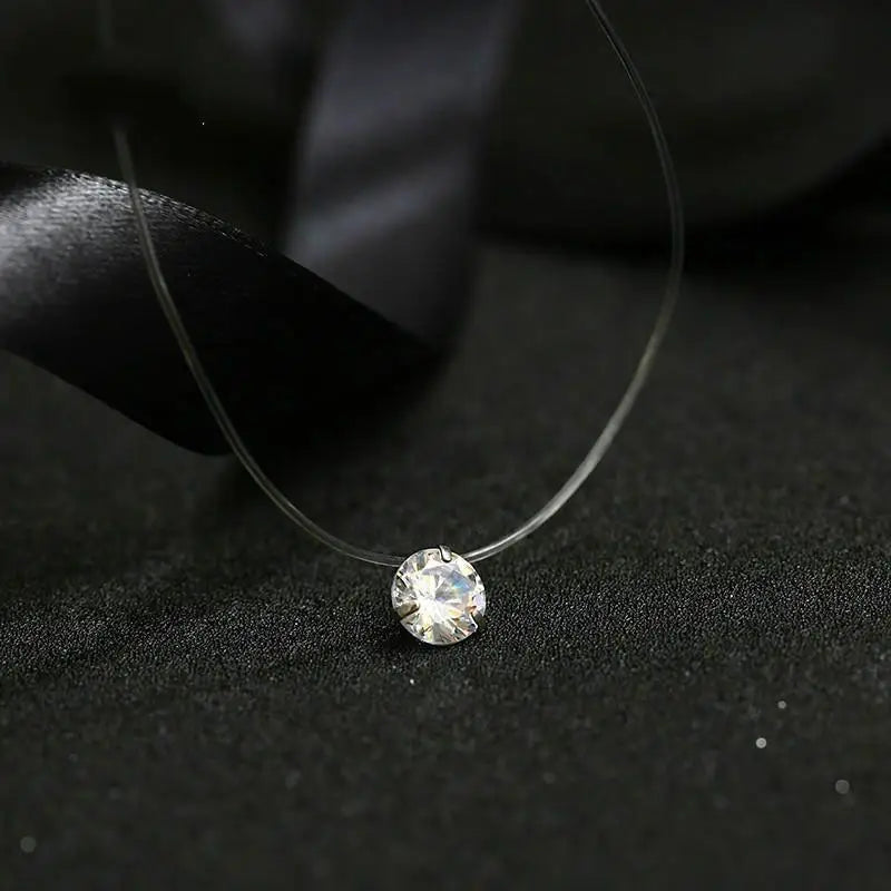 Minimalist Invisible Crystal Choker Necklace