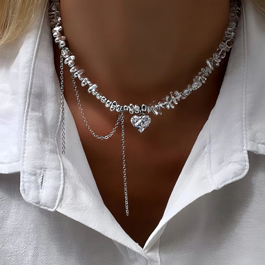 French Vintage Crystal Tassel Necklace