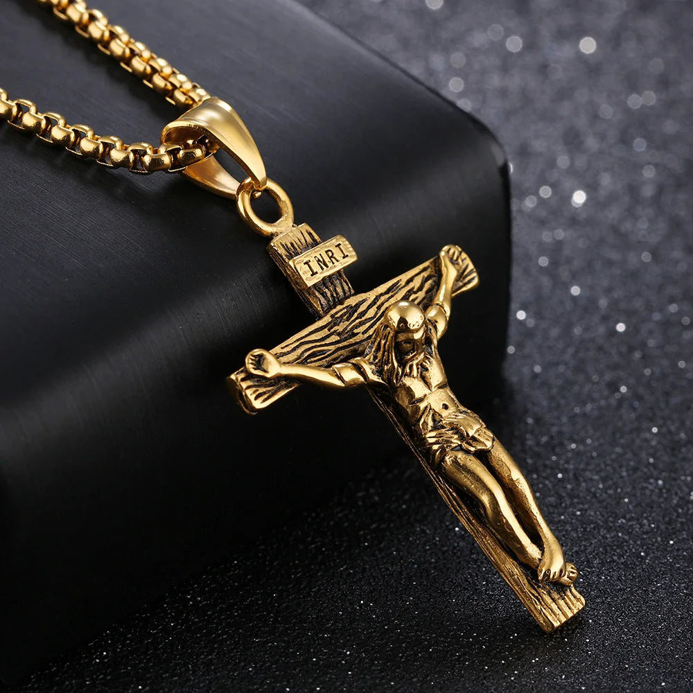 18K Gold Plated Vintage Cross Necklace⁠