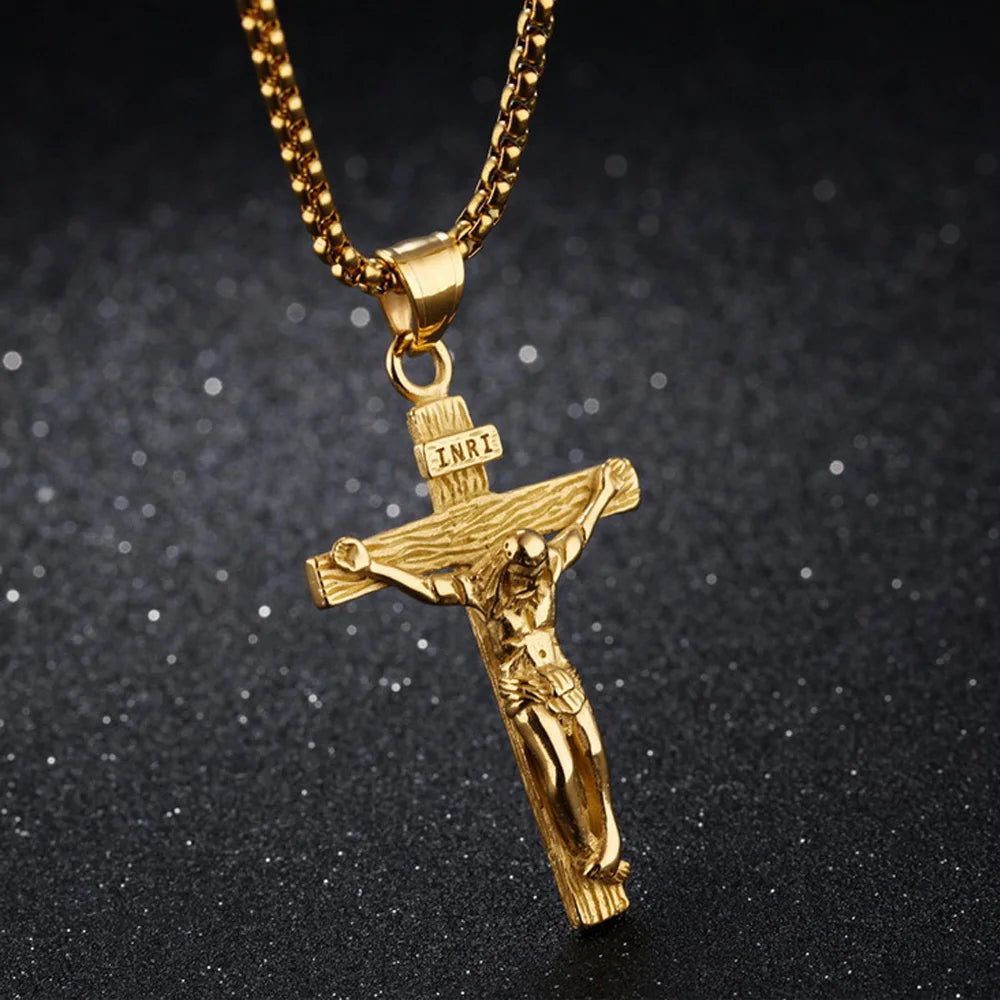 18K Gold Plated Vintage Cross Necklace⁠