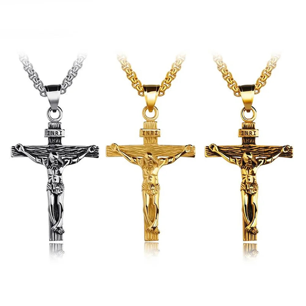 18K Gold Plated Vintage Cross Necklace⁠