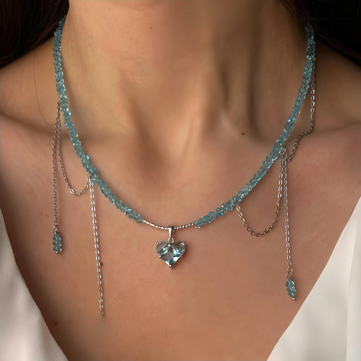 French Vintage Crystal Tassel Necklace